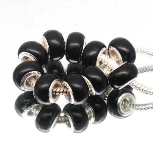 10pcs Fashion Pearl Black Acrylic European Beads