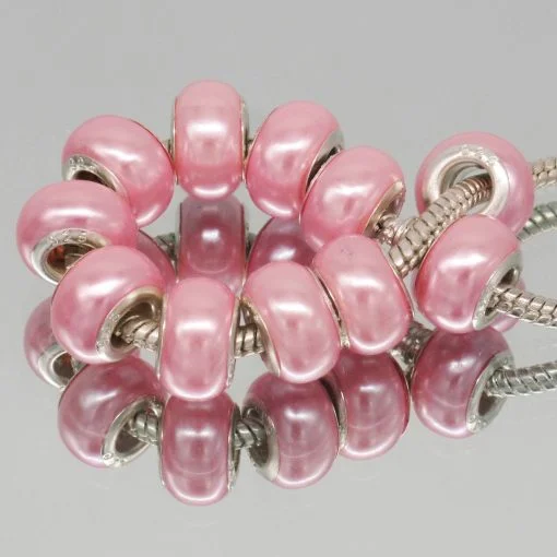 10pcs Fashion Pearl Pink Acrylic European Beads