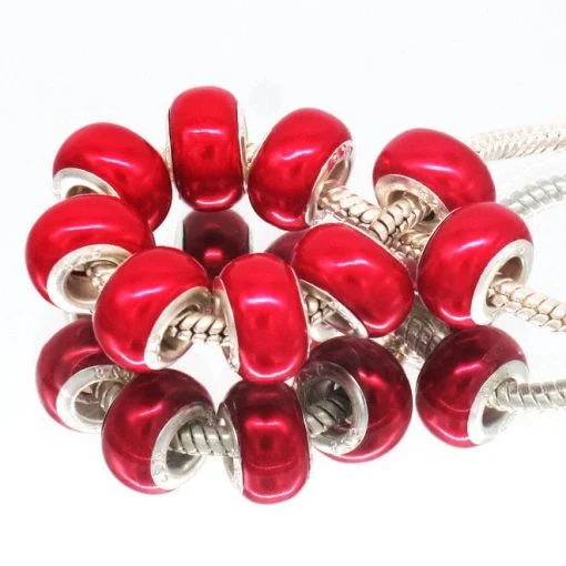 10pcs Fashion Pearl Red Acrylic European Beads