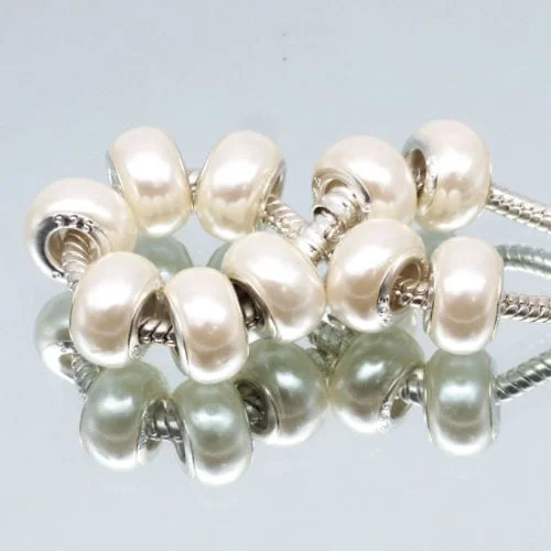 10pcs Fashion Pearl White Acrylic European Beads
