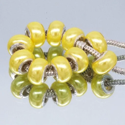 10pcs Fashion Pearl Yellow Acrylic European Beads