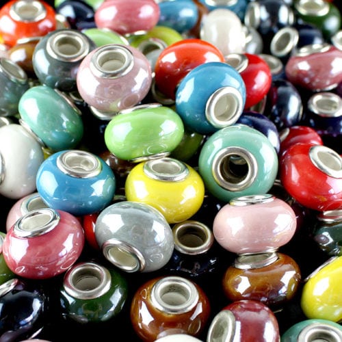 Assorted Colors Ceramic European Beads