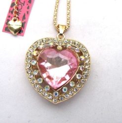 Betsey Johnson Pink Heart Gemstone Pendant