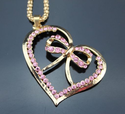 Betsey Johnson Pink Heart Ribbon Pendant