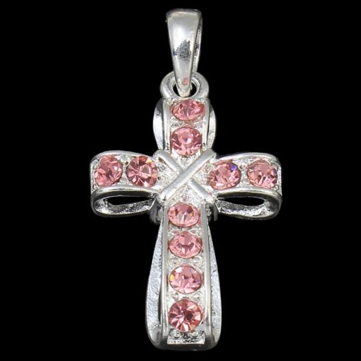1pc Pink Gemstone Cross Charm